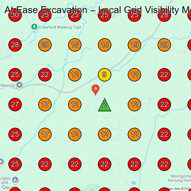 At Ease Excavation GeoGrid visibility map for Excavating Contractor in Wallkill